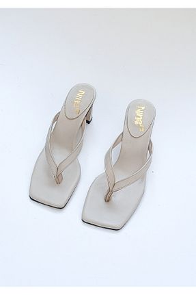 دمپائی بژ زنانه پاشنه ضخیم izabutik - کد 927190902