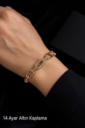 دستبند جواهر طلائی زنانه زیرکن Çayla - کد 927216267