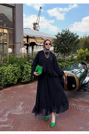 ست بالاتنه و پائین تنه حجاب مشکی کلوش AYSEAKSOY - کد 927211703