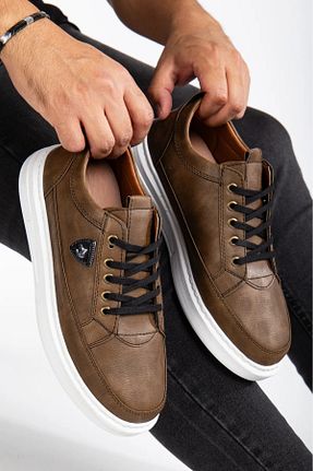 کفش اسنیکر قهوه ای مردانه بند دار MY GROSS SHOES - کد 927214556