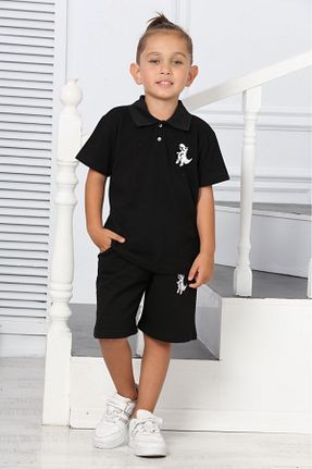 ست بالاتنه و پائین تنه مشکی بچه گانه بافتنی ixoskids club - کد 743601593