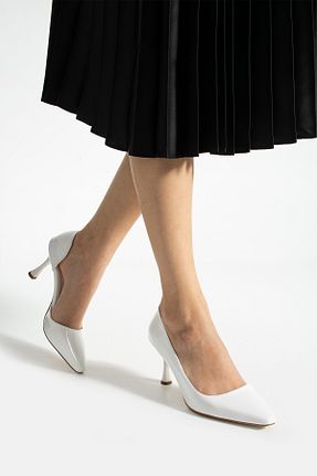 کفش استایلیتو سفید پاشنه نازک Güllü Shoes - کد 927236564