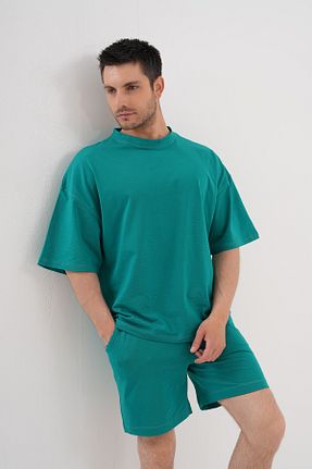 ست بالاتنه و پائین تنه سایز بزرگ فیروزه ای مردانه فاق بلند ACTIVE MODA - کد 927266148
