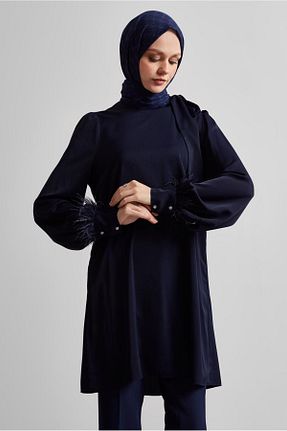 تونیک حجاب سرمه ای زنانه پلی استر Alvina - کد 927243720