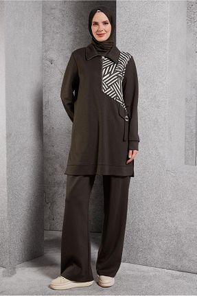 ست گرمکن حجاب قهوه ای زنانه رگولار Alvina - کد 881860076