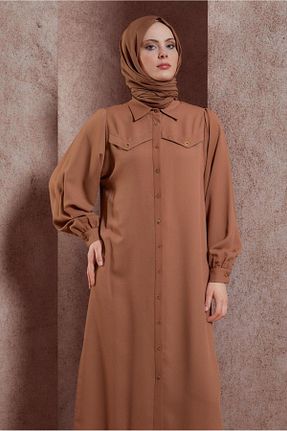 تونیک حجاب قهوه ای زنانه پلی استر Alvina - کد 818811896