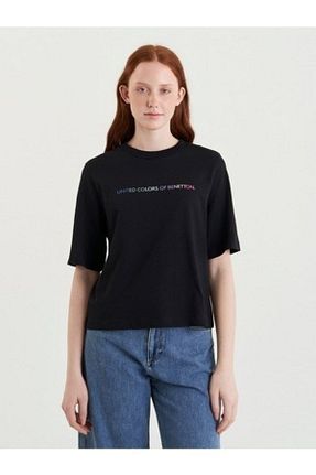 تیشرت مشکی زنانه رگولار Benetton - کد 927266310