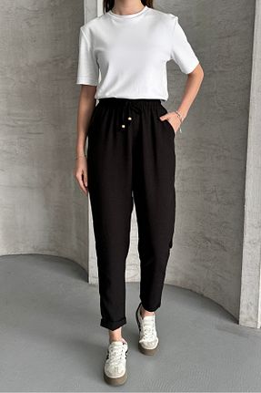 شلوار مشکی زنانه کتان macharel jeans - کد 927267278