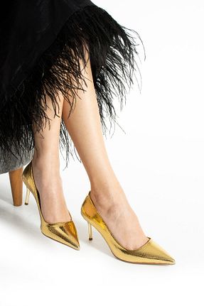 کفش استایلیتو زرد پاشنه نازک Güllü Shoes - کد 927265142