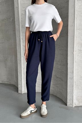 شلوار سرمه ای زنانه کتان macharel jeans - کد 927267036