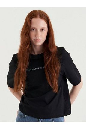 تیشرت مشکی زنانه رگولار Benetton - کد 927266310