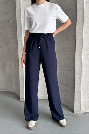 شلوار سرمه ای زنانه کتان macharel jeans - کد 927264888