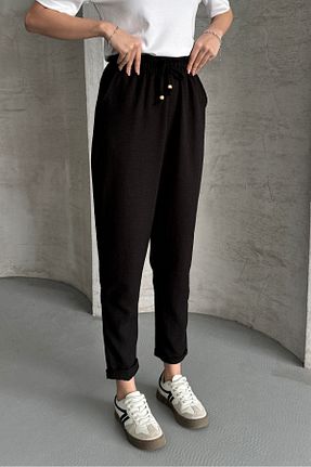 شلوار مشکی زنانه کتان macharel jeans - کد 927267278