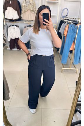 شلوار پارچه ای سرمه ای زنانه بلند NURSELİ - کد 927306617