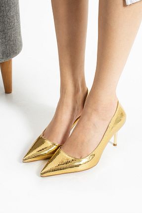 کفش استایلیتو زرد پاشنه نازک Güllü Shoes - کد 927334424