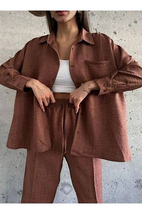 ست بالاتنه و پائین تنه قهوه ای زنانه بافتنی Famel Butik - کد 927312789