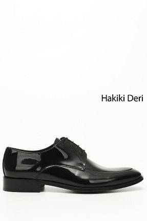 کفش کلاسیک مشکی مردانه چرم خالص GÖNDERİ(R) - کد 644461
