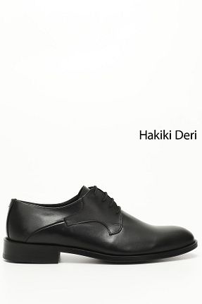 کفش کلاسیک مشکی مردانه چرم خالص GÖNDERİ(R) - کد 153358507