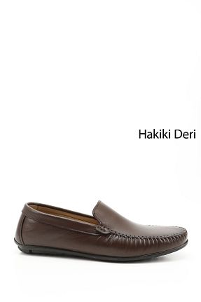 کفش کژوال قهوه ای مردانه چرم خالص GÖNDERİ(R) - کد 98127344