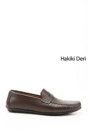 کفش کژوال قهوه ای مردانه چرم خالص GÖNDERİ(R) - کد 99947722