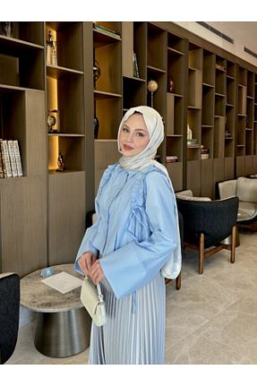پیراهن آبی زنانه کراپ Miraydın Butik - کد 922465744