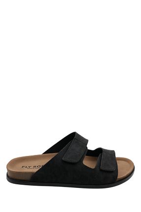 دمپائی مشکی مردانه چرم مصنوعی FLY SOFT - کد 927336354