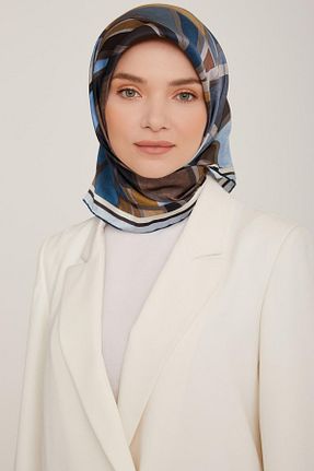 روسری سرمه ای کرپ ساتن ابریشم Armine - کد 770678299