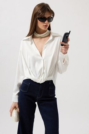 بلوز سفید زنانه ساده novafems - کد 929251019