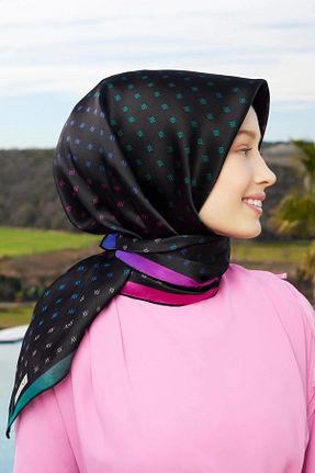روسری مشکی کرپ ساتن ابریشم Armine - کد 812810018
