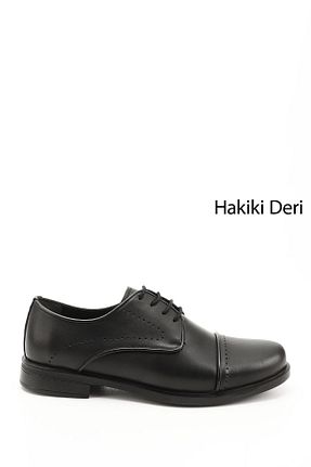 کفش کژوال مشکی مردانه چرم خالص GÖNDERİ(R) - کد 69040276