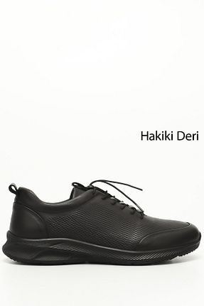 کفش اسنیکر مشکی مردانه چرم اصل GÖNDERİ(R) - کد 808024344