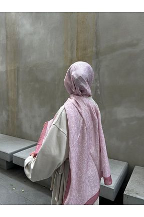 شال صورتی زنانه پنبه ای Qalortex Scarf - کد 927350112