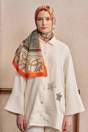 شال نارنجی زنانه پنبه ای ED Scarf - کد 927361105