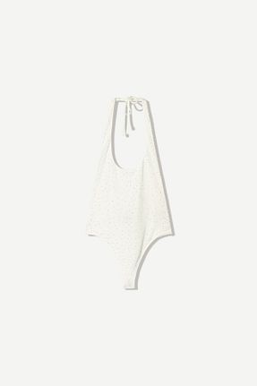 بادی سفید زنانه یقه دگاژه Bershka - کد 926329032