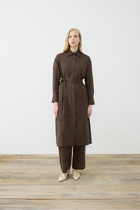 پیراهن قهوه ای زنانه رگولار TERZİ DÜKKANI - کد 927372968
