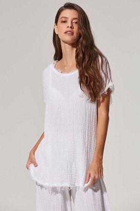 بلوز سفید زنانه ساده White By Nature - کد 354057200