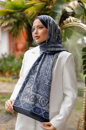 شال سرمه ای زنانه پنبه ای Mira İpek - کد 927374683