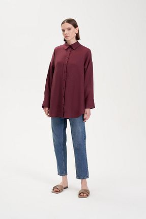 پیراهن زرشکی زنانه رگولار TERZİ DÜKKANI - کد 830110950