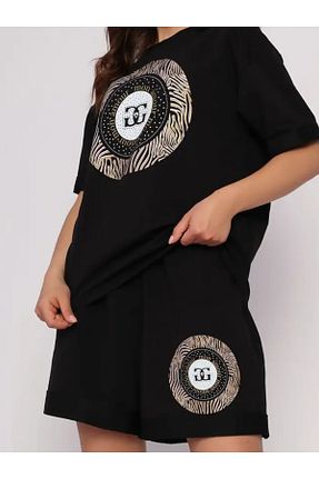 ست بالاتنه و پائین تنه سایز بزرگ مشکی زنانه بافت JANSO GROUP - کد 927391744