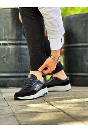کفش اسنیکر مشکی مردانه چرم اصل ByItallanoshoes - کد 927401819