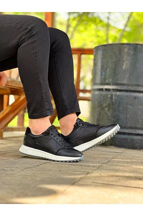 کفش اسنیکر مشکی مردانه چرم اصل ByItallanoshoes - کد 927401364
