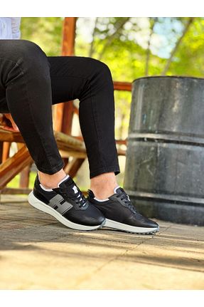 کفش اسنیکر مشکی مردانه چرم اصل ByItallanoshoes - کد 927400938