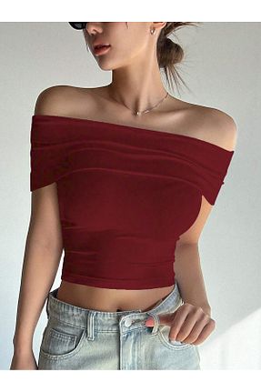 بلوز زرشکی زنانه ساده ecemore - کد 927417378