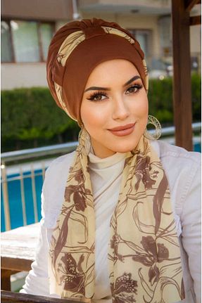 کلاه شنای حجاب قهوه ای زنانه Aişe Tesettür - کد 927416208