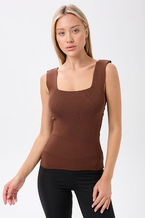 بلوز قهوه ای زنانه ساده BANEGA - کد 925767035