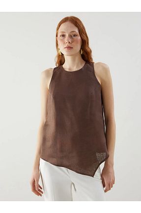 بلوز قهوه ای زنانه ساده LC Waikiki - کد 927420959