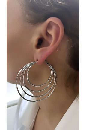 گوشواره جواهر طوسی برنجی VNS Accessories - کد 887925272