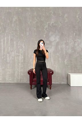 ست بالاتنه و پائین تنه مشکی زنانه بافتنی Gaus - کد 927467830