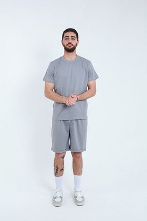 ست بالاتنه و پائین تنه طوسی مردانه بافت TKT - کد 927465760
