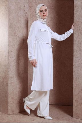 تونیک حجاب سفید زنانه مخلوط پلی استر Alvina - کد 817794591